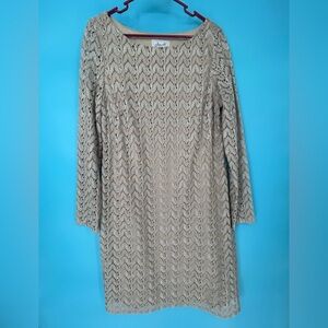 Jessica Long Sleeve Lace Dress in Cream/beige